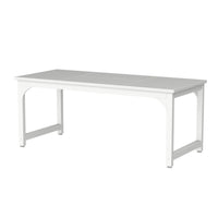 Home Office Desk, 63 Inch Minimalist Wood Top w White Metal Frame -BM328364
