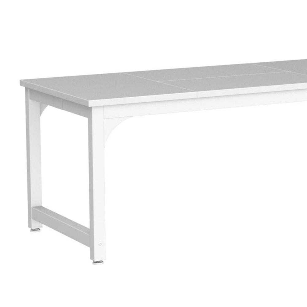 Home Office Desk, 63 Inch Minimalist Wood Top w White Metal Frame -BM328364