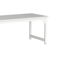 Home Office Desk, 63 Inch Minimalist Wood Top w White Metal Frame -BM328364