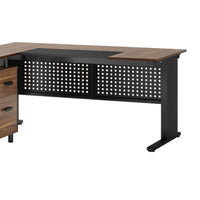 Liy Executive Office Desk, 63 Inch L Shape, File Cabinet, Brown Black -BM328368