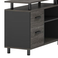 Liy Executive Office Desk, 63 Inch L Shape, File Cabinet, Gray Black -BM328370