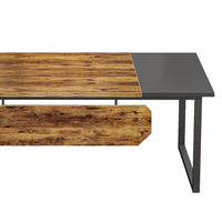 Executive Office L Desk, 71 Inch Brown Wood, Storage Shelves, Brown -BM328372