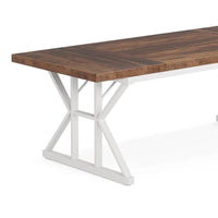 Executive Office Desk, 71 Inch Rectangular Brown Wood Top, White Metal -BM328373