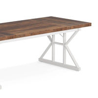 Executive Office Desk, 71 Inch Rectangular Brown Wood Top, White Metal -BM328373