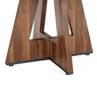 Conference Meeting Table, 47 Inch Round Top, Rustic Brown Wood Base -BM328374