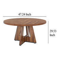 Conference Meeting Table, 47 Inch Round Top, Rustic Brown Wood Base -BM328374