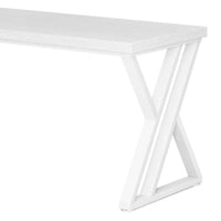 Computer Office Desk, 55 Inch White Top, Modern Z Shaped Metal Base -BM328375