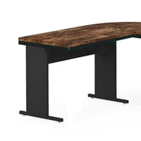 Executive Office Desk, 83 Inch Brown L Top, 3 Drawer Cabinet, Black -BM328376