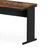 Executive Office Desk, 83 Inch Brown L Top, 3 Drawer Cabinet, Black -BM328376