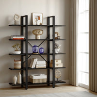 Etagere Bookshelf, 5 Tier Display Shelves, 70 Inch Black Metal Frame -BM328377