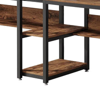 Desk with Bookshelf, 79 Inch Brown Rectangular Top, Black Metal Legs -BM328502