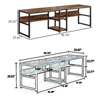 Desk with Bookshelf, 79 Inch Brown Rectangular Top, Black Metal Legs -BM328502