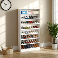 Bookcase, 8 Tier, White Finish MDF Frame, Open Decor Shelves, 71 Inch -BM328503