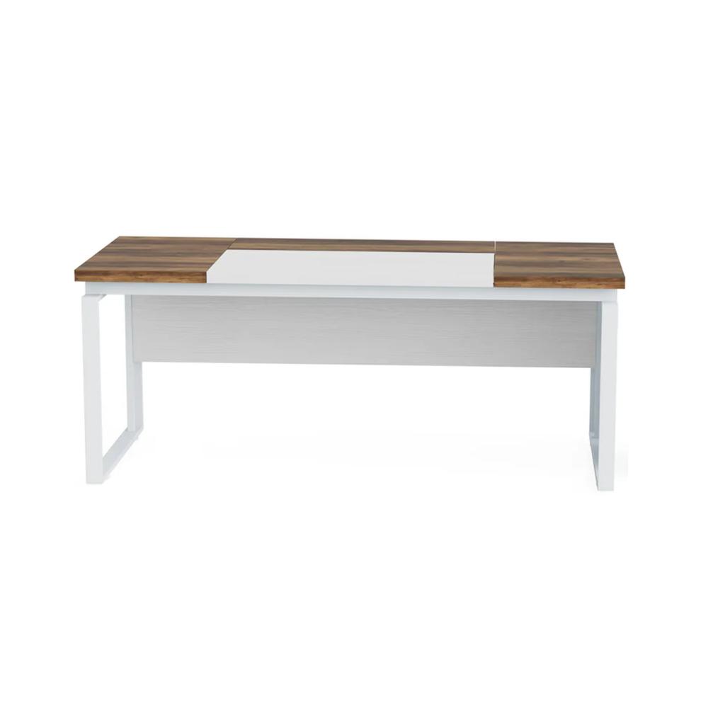 Executive Desk, 63 Inch L Shaped Top, Mobile File Cabinet, White Brown -BM328505