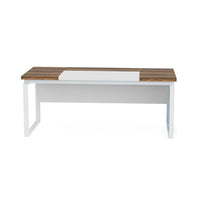 Executive Desk, 63 Inch L Shaped Top, Mobile File Cabinet, White Brown -BM328505