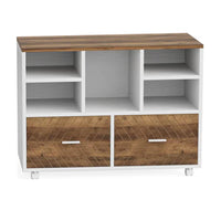 Executive Desk, 63 Inch L Shaped Top, Mobile File Cabinet, White Brown -BM328505
