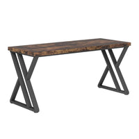 Oneb Writing Desk, 55 Inch Brown Rectangular Top, Black Metal Z Base -BM328512