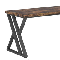 Oneb Writing Desk, 55 Inch Brown Rectangular Top, Black Metal Z Base -BM328512