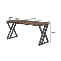 Oneb Writing Desk, 55 Inch Brown Rectangular Top, Black Metal Z Base -BM328512