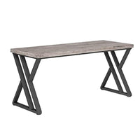 Oneb Writing Desk, 55 Inch Gray Rectangular Top, Black Metal Z Base -BM328513
