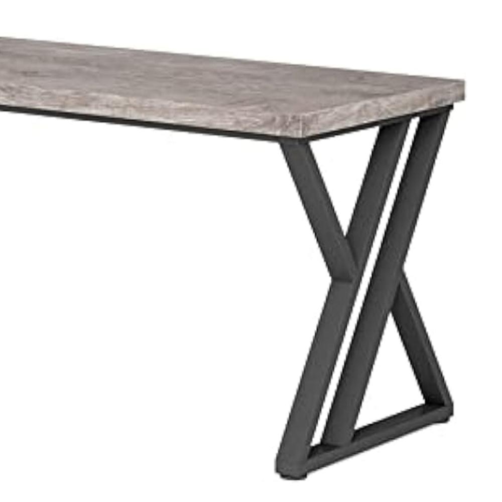 Oneb Writing Desk, 55 Inch Gray Rectangular Top, Black Metal Z Base -BM328513