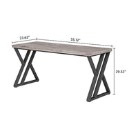 Oneb Writing Desk, 55 Inch Gray Rectangular Top, Black Metal Z Base -BM328513