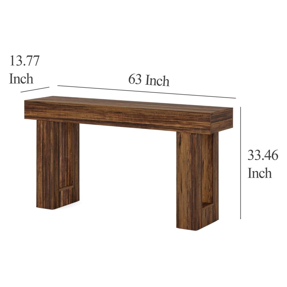 Kai Console Side Table, 63 Inch, Rustic Brown Rectangular Wood Top -BM328517