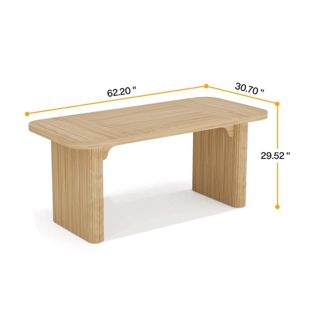 Executive Desk, 62 Inch Light Brown Top, Fluted Double Pedestal Base -BM328520