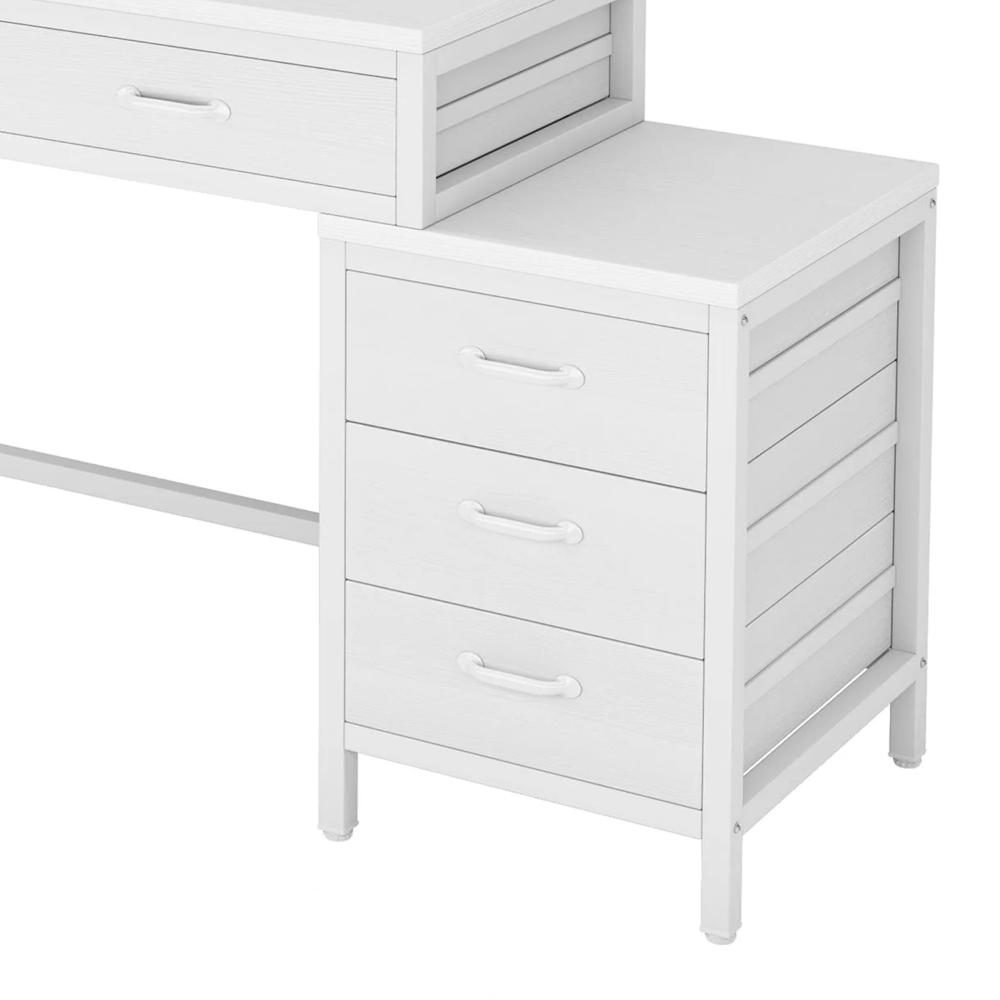 Eli Vanity Desk Table, 5 Drawers, Vintage White Finish, Metal Frame -BM328522