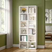Tall Bookcase, 6 Tier 12 Open Shelves, Modern White Finish, 72 Inch -BM328523