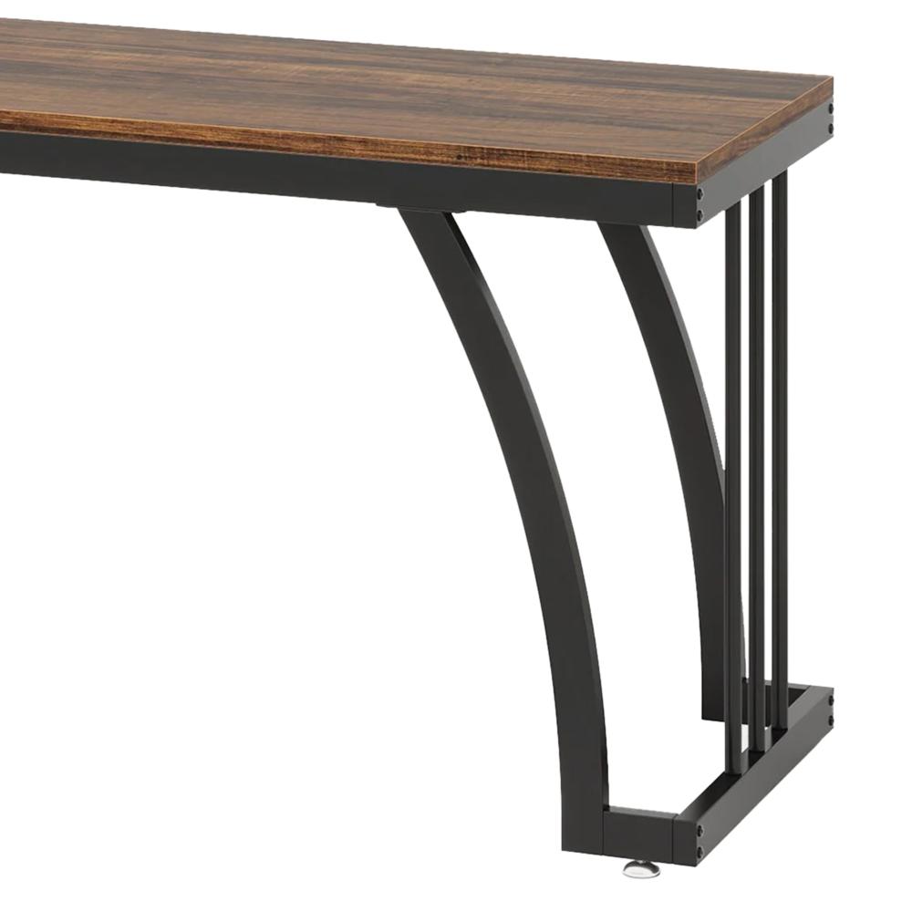 Vanity Desk Table, 3 Drawers, Rustic Brown, Black Metal Frame, 59 Inch -BM328525