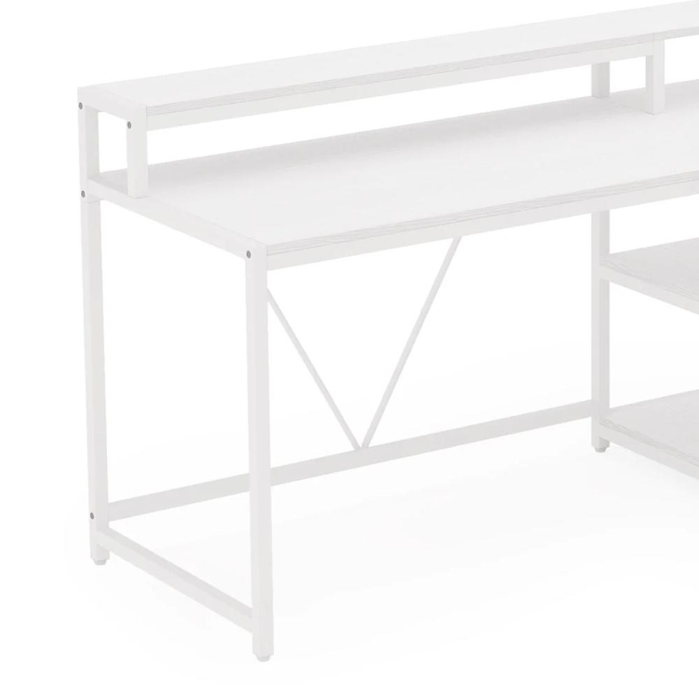 Executive Desk, L Shaped Top, Portable File Cabinet, 55 Inch White -BM328526