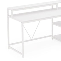 Executive Desk, L Shaped Top, Portable File Cabinet, 55 Inch White -BM328526