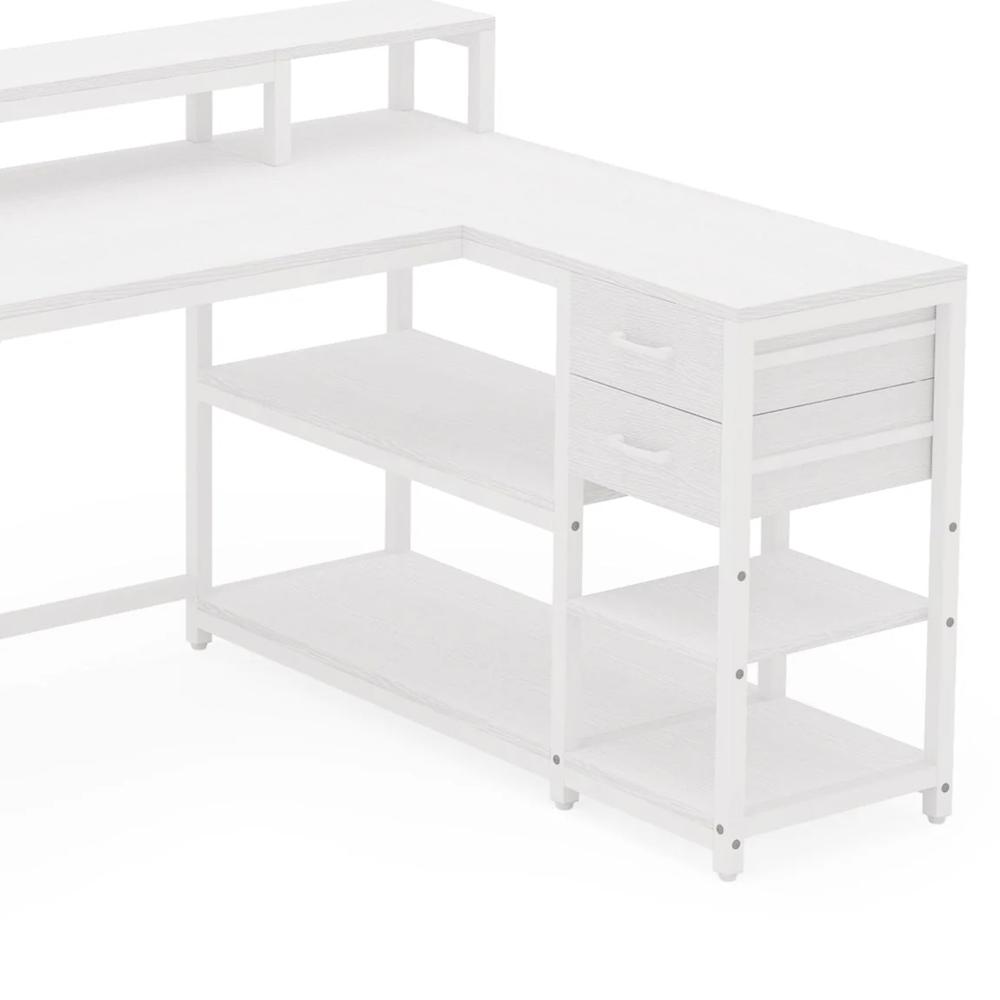 Executive Desk, L Shaped Top, Portable File Cabinet, 55 Inch White -BM328526