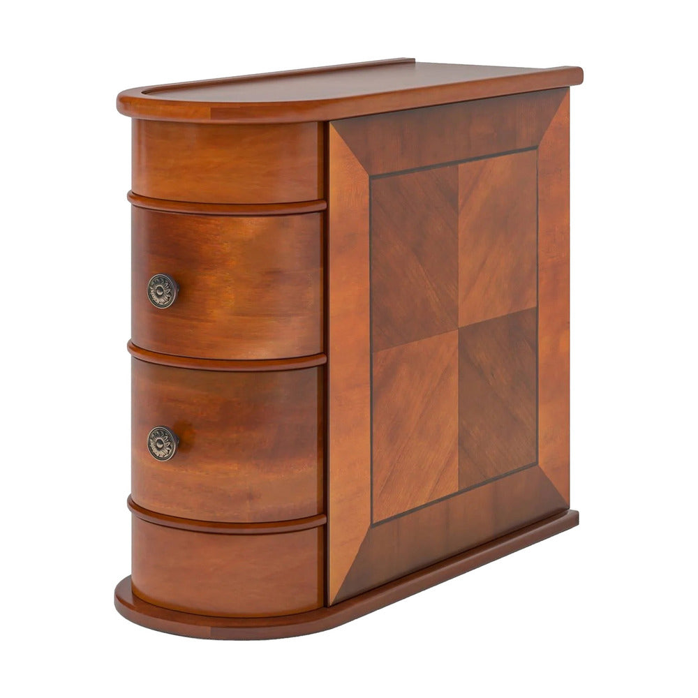 Arc Side End Table, Walnut Brown, 2 Drawers, 24 Inch Tall - BM328529