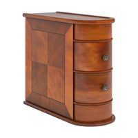 Arc Side End Table, Walnut Brown, 2 Drawers, 24 Inch Tall - BM328529
