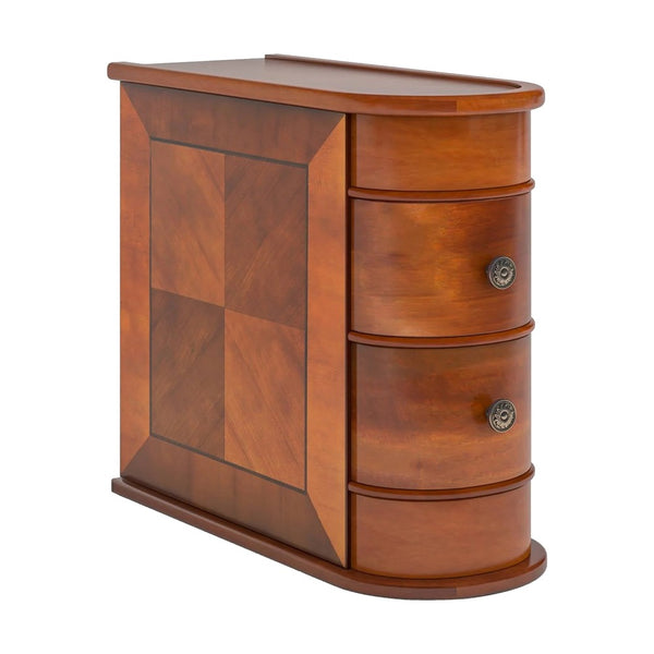 Arc Side End Table, Walnut Brown, 2 Drawers, 24 Inch Tall - BM328529