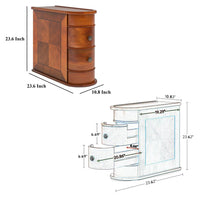 Arc Side End Table, Walnut Brown, 2 Drawers, 24 Inch Tall - BM328529