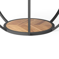 Ari Coffee Table, 32 Inch Round Top, Light Brown MDF, Black Metal Legs -BM328530