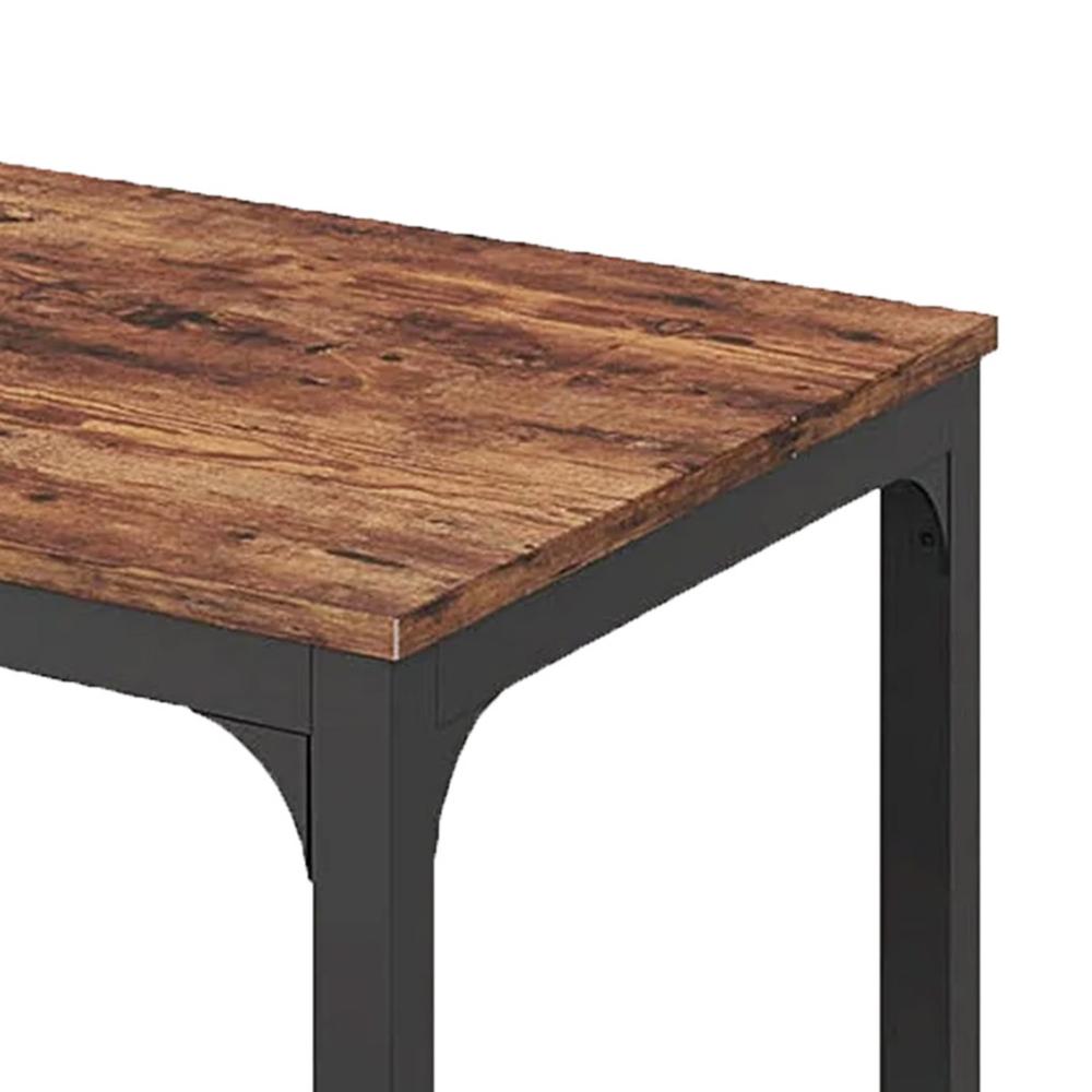 Jack Conference Table, 79 Inch Rectangular Brown MDF Top, Black Metal -BM328533