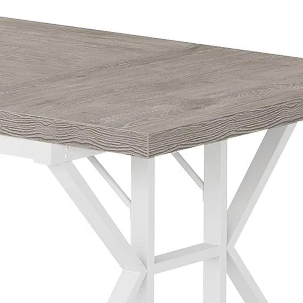 Siy Executive Desk, 71 Inch Gray MDF Rectangular Top, White Cross Base -BM328534