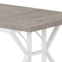 Siy Executive Desk, 71 Inch Gray MDF Rectangular Top, White Cross Base -BM328534