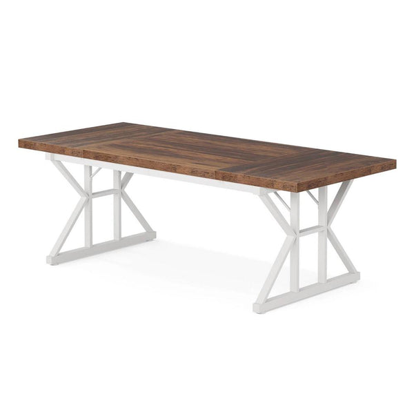 Siy Executive Desk, 71 Inch Brown MDF Rectangular Top, White Base -BM328535