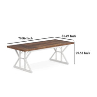 Siy Executive Desk, 71 Inch Brown MDF Rectangular Top, White Base -BM328535