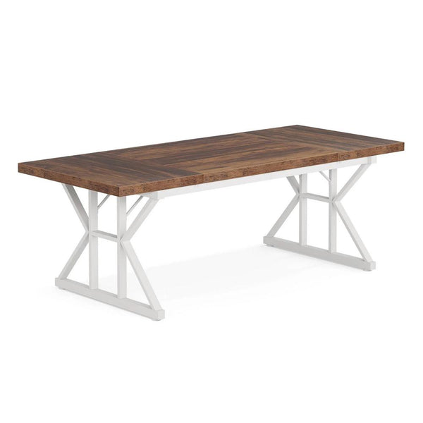 Siy Executive Desk, 71 Inch Brown MDF Rectangular Top, White Base