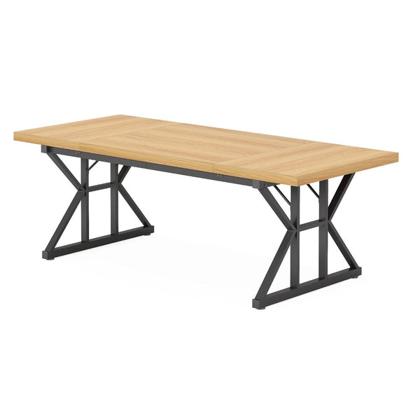 Siy Executive Desk, 71 Inch Brown Rectangular Top, Black Metal Base -BM328537