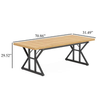 Siy Executive Desk, 71 Inch Brown Rectangular Top, Black Metal Base -BM328537