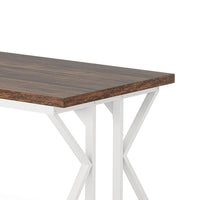 Siy Executive Desk, 79 Inch Brown Rectangular Top, White Cross Base -BM328538
