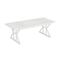Siy Conference Table, 71 Inch White Rectangular Top, Cross Metal Base -BM328539