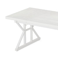 Siy Conference Table, 71 Inch White Rectangular Top, Cross Metal Base -BM328539